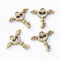 Winged Heart Key Metal Charms in Eight Finishes for Jewelry Making view 4