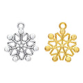 Rounded Snowflake Charms in Gold and Antique Silver view 4