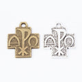 Chi Rho Cross Metal Pendants in Two Antique Finishes view 4