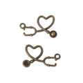 Heart Stethoscope Metal Charms in Four Antique Finishes view 4