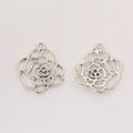 Openwork Rose Blossom Metal Charm Pendant Jewelry Making Component view 4
