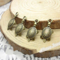 Patterned Turtle Metal Charm Pendant in Three Finishes view 4