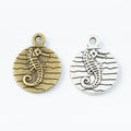 Round Seahorse Metal Charms in Antique Bronze and Silver view 4