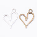Vintage Finish Metal Asymmetric Open Heart Charms in 2 Style Options view 4