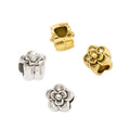 Flower Large Hole Bead with a layered flower face in 2 Metal Finishes view 4