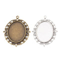 Ornate Oval Cabochon Setting Alloy Jewelry Making Component in 2 Finish Options view 4