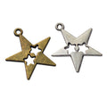 Double Star Cutout Charm In Antique Bronze and Antique Silver Metal Finish view 4