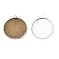 Large Round Cabochon Pendant Settings in Antique Silver, Antique Bronze view 4