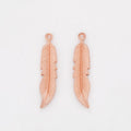 Feather Charm Long Curved Metal Pendant in Three Finishes view 4