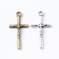 Slender Cross Charms in Two Antique Metal Finishes view 4