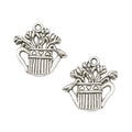 Vintage Finish Metal Flower Basket Watering Can Charms in 2 Style Options view 4