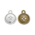 Four Hole Button Metal Charm in 2 Distinct Finishes for Jewelry Making view 4