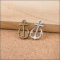 Open Anchor Charm in Antique Bronze and Silver Tone Metal view 4