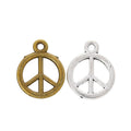 Peace Sign Round Charms In Antique Bronze And Silver view 4