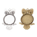 Owl Shaped Round Cabochon Pendant Trays in Two Finishes view 4