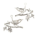 Bird on Branch Detailed Metal Charm Pendants in 2 Finishes view 4