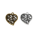 Filigree Scroll Heart Metal Charm in 2 Finishes for Jewelry Making view 4