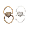 Vintage Style Metal Heart Center Double Ring Connector in 2 Metal Finishes view 4