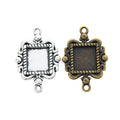 Ornate Square Cabochon Connector Settings in Two Finishes view 4
