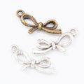 Slim Bow Knot Pendant Charm in Two Antique Finishes view 4