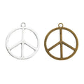 Large Round Peace Sign Metal Charms in Two Finishes view 4