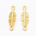 Double Loop Feather Connector Charm in Three Metal Finishes view 4