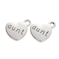 Aunt Engraved Heart Metal Charm in 3 Finishes for Jewelry Making view 4