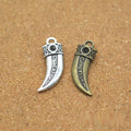 Vintage Style Metal Engraved Horn Pendant in 2 Metal Finishes view 4