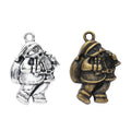 Dimensional Santa Claus Charms in Bronze and Antique Silver view 4