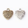 Textured Heart Metal Charm Pendant For Jewelry Making And Craft Projects view 4
