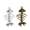 Ribbed Fish Skeleton Detailed Metal Charm in 2 Finishes view 4
