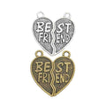 Best Friend Split Heart Dotted Metal Charm in 2 Finishes view 4