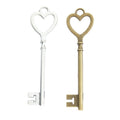 Long Heart Bow Key Metal Charm for Jewelry Making in Antique Bronze and Antique Silver view 4