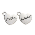 Brother-Engraved Heart Metal Charm Pendant in 3 Finishes for DIY Jewelry view 4