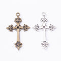Ornate Fleur Cross Charm in Multiple Metal Finishes for Jewelry Making view 4