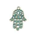 Floral Hamsa Hand Metal Charm Pendant in 4 Finishes for DIY Jewelry view 4