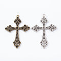 Antique Bronze and Silver Ornate Cross Charms for Jewelry Making view 4