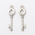Heart Top Skeleton Key Charm In Antique Bronze, Gold and Antique Silver Metal Finish view 4