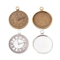 Round Clock Cabochon Setting Charm in Two Antique Finishes view 4