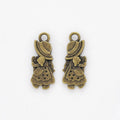 Braided Girl Metal Charms in Three Metallic Finishes view 4