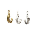 Curled Shrimp Metal Charms In Two Antique Finishes view 4