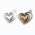 Layered Open Heart Metal Charm in Two Antique Finishes view 4