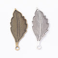 Long Veined Leaf Metal Charms in 2 Pictured Finishes view 4
