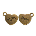 Mom-Engraved Heart Metal Charm Pendant in 3 Finishes for DIY Jewelry view 4