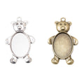 Teddy Bear Oval Cabochon Setting Pendant in Two Antique Finishes view 4