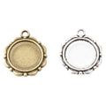 Antique Bronze and Silver Round Floral Bezel Charms for Jewelry Making view 4