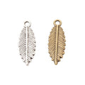 Broad Leaf Charm with Engraved Veins in Two Antique Finishes view 4