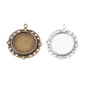 Scroll Edge Round Cabochon Pendant Trays in Two Finishes view 4
