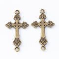 Double Drop Ornate Cross Metal Charms in Three Antique Finishes view 4