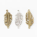 Feather Connector Two-Hole Textured Metal Jewelry Link view 4